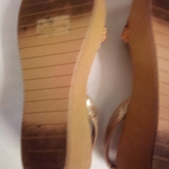 Blingy Copper Colored Sling Back Sandals - Picture 8 of 9